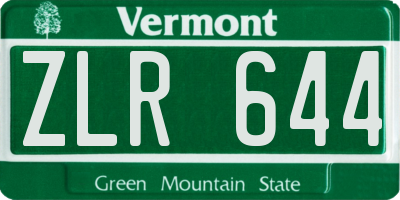 VT license plate ZLR644