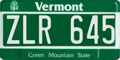 VT license plate ZLR645