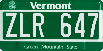 VT license plate ZLR647