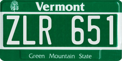 VT license plate ZLR651