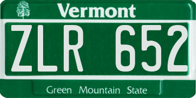 VT license plate ZLR652