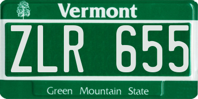 VT license plate ZLR655