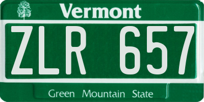 VT license plate ZLR657