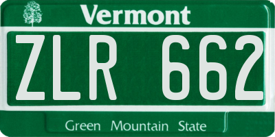 VT license plate ZLR662