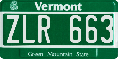 VT license plate ZLR663