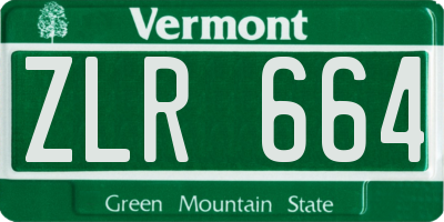VT license plate ZLR664