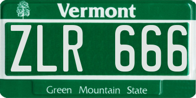 VT license plate ZLR666