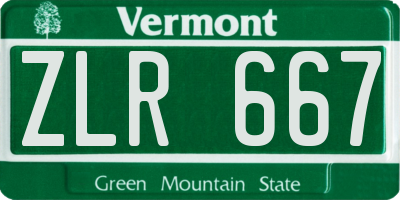 VT license plate ZLR667