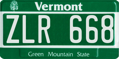 VT license plate ZLR668