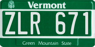 VT license plate ZLR671