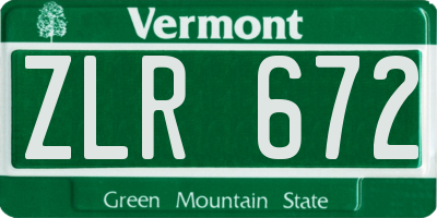 VT license plate ZLR672