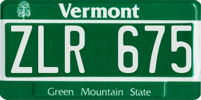 VT license plate ZLR675