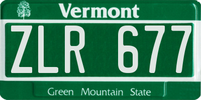 VT license plate ZLR677