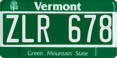 VT license plate ZLR678