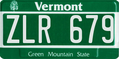 VT license plate ZLR679