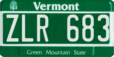 VT license plate ZLR683