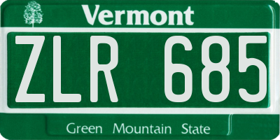 VT license plate ZLR685