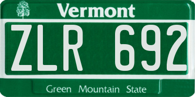 VT license plate ZLR692