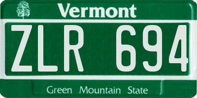 VT license plate ZLR694