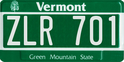 VT license plate ZLR701