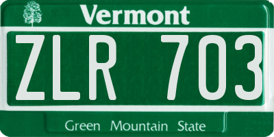 VT license plate ZLR703