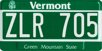 VT license plate ZLR705