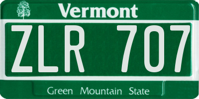 VT license plate ZLR707