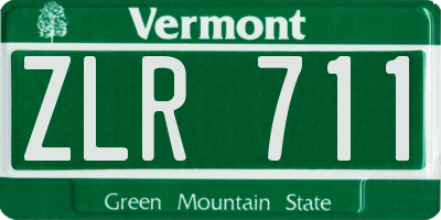 VT license plate ZLR711