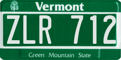 VT license plate ZLR712