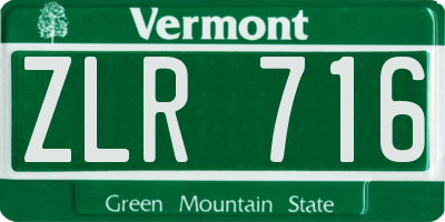 VT license plate ZLR716