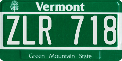 VT license plate ZLR718