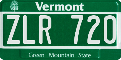 VT license plate ZLR720