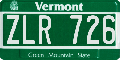 VT license plate ZLR726