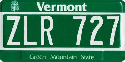 VT license plate ZLR727
