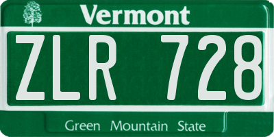 VT license plate ZLR728