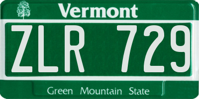 VT license plate ZLR729