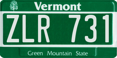 VT license plate ZLR731