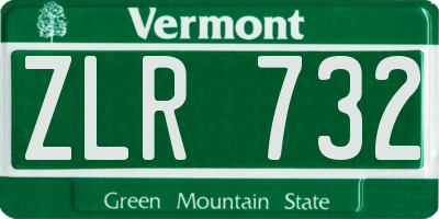 VT license plate ZLR732