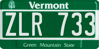 VT license plate ZLR733