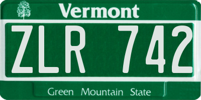VT license plate ZLR742