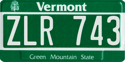 VT license plate ZLR743