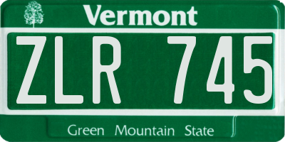VT license plate ZLR745
