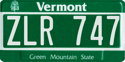 VT license plate ZLR747