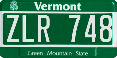 VT license plate ZLR748