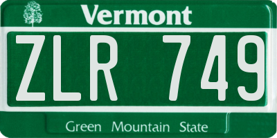VT license plate ZLR749