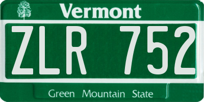 VT license plate ZLR752