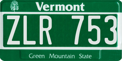 VT license plate ZLR753