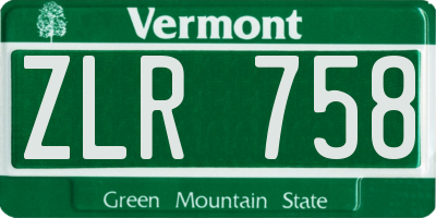 VT license plate ZLR758