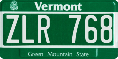 VT license plate ZLR768