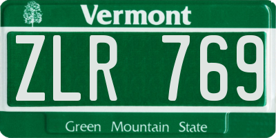 VT license plate ZLR769